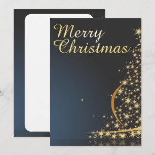 Blue Christmas Thema mit goldenem Weihnachtsbaum Einladung