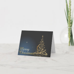 Blue Christmas Thema mit goldenem Weihnachtsbaum Karte