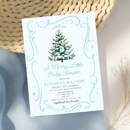 Blue Christmas Tree A Merry Little Baby Shower Einladung