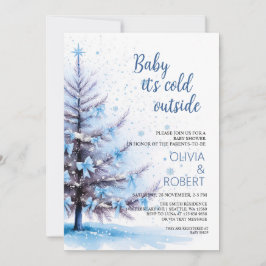 Blue Christmas Tree Baby Shower  Einladung