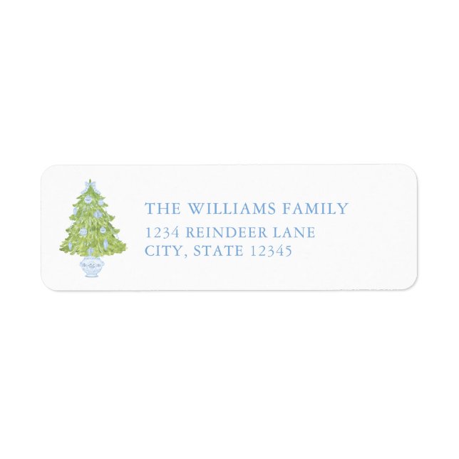 Blue Christmas Tree Christmas Return Address Label (Vorne)