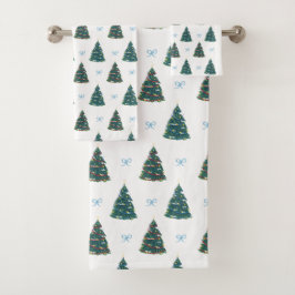 Blue Christmas Tree Farm Geschenk Wrap Badhandtuch Set