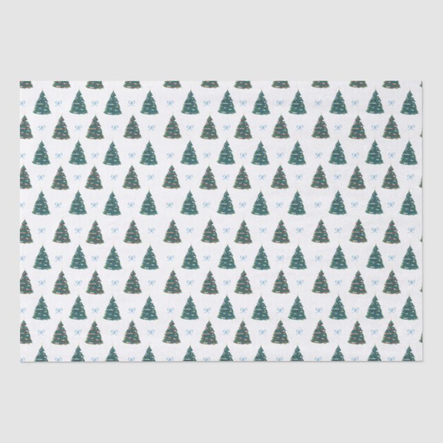 Blue Christmas Tree Farm Geschenk Wrap Seidenpapier (Vorderseite)