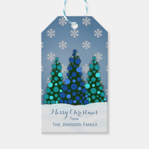 Blue Christmas Tree Gift Tags Geschenkanhänger