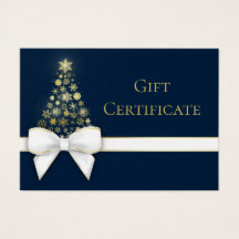 Blue Christmas Tree Gold Snowflakes Bow Geschenkka
