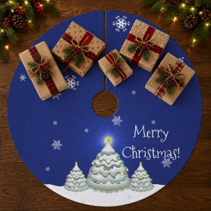 Blue Christmas Tree Holiday Tree Skirt Fleece Weihnachtsbaumdecke