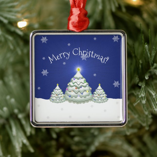 Blue Christmas Tree Keramik Ornament Aus Metall (Baum)