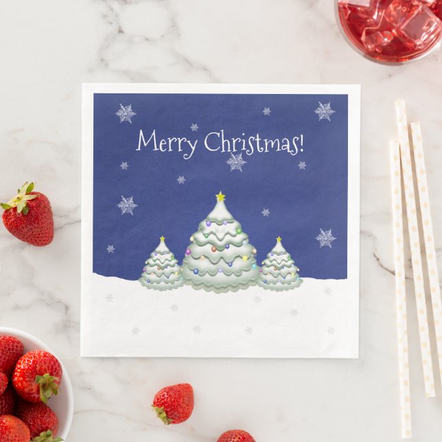 Blue Christmas Tree Paper Napkin Serviette (Beispiel)