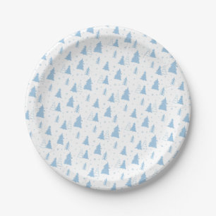 Blue Christmas Tree Pattern Pappteller