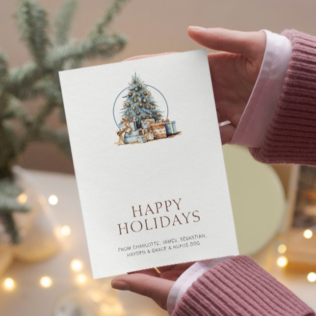 Blue Christmas Tree Personalisiert Feiertagskarte (Blue Christmas Tree Personalized Holiday Cards from Ricaso. Stunning, Simple Christmas cards)