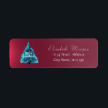 Blue Christmas Tree Red Holiday, Christmas<br><div class="desc">Blauer Weihnachtsbaum auf einem roten Hintergrund. Ein elegantes und raffiniertes Design. Passen Sie Ihre Namen und Adressdaten an.</div>
