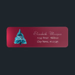 Blue Christmas Tree Red Holiday, Christmas<br><div class="desc">Blauer Weihnachtsbaum auf einem roten Hintergrund. Ein elegantes und raffiniertes Design. Passen Sie Ihre Namen und Adressdaten an.</div>