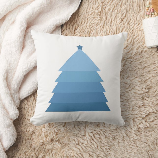 Blue Christmas Tree Throw Kissen (Decke)