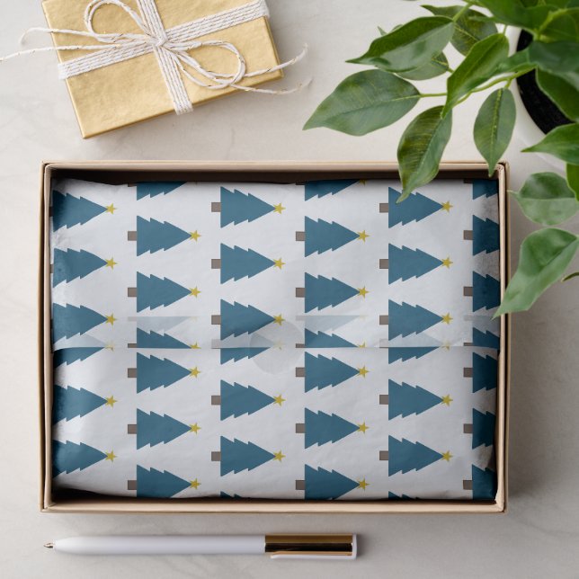 Blue Christmas Tree und Golden Star, Seite an Seit Seidenpapier (Geschenk)