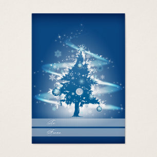 Blue Christmas Tree Weihnachtsgeschenk Tag