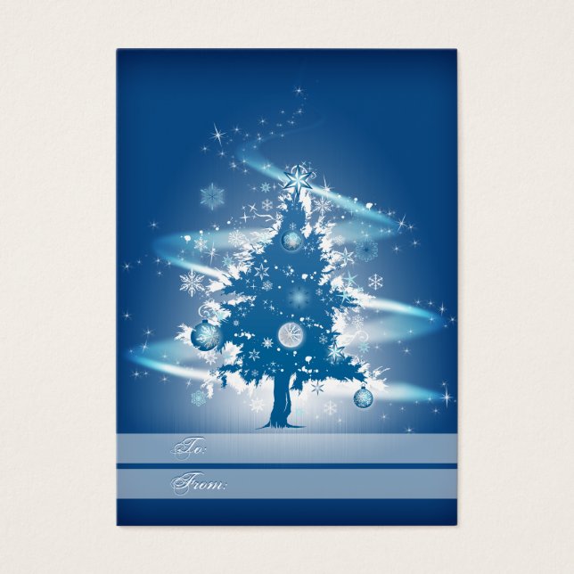 Blue Christmas Tree Weihnachtsgeschenk Tag (Vorderseite)