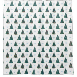 Blue Christmas Tree Winter Coquette Weihnachten Duschvorhang