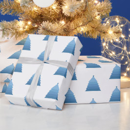 Blue Christmas Tree Wrapping Paper Geschenkpapier