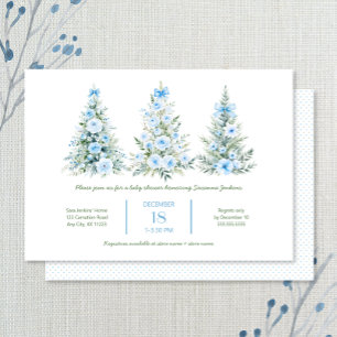 Blue Christmas Trees 2 Boy Baby Shower Einladung
