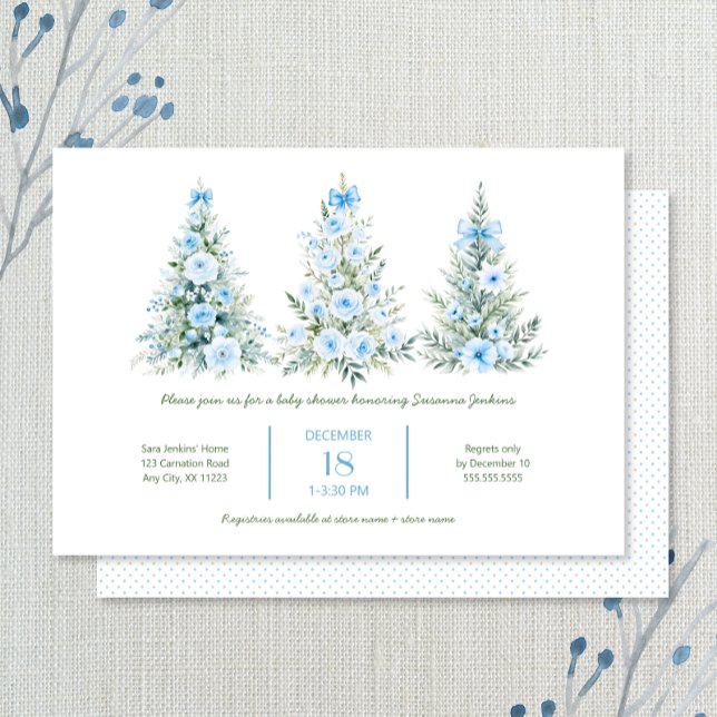 Blue Christmas Trees 2 Boy Baby Shower Einladung (Von Creator hochgeladen)