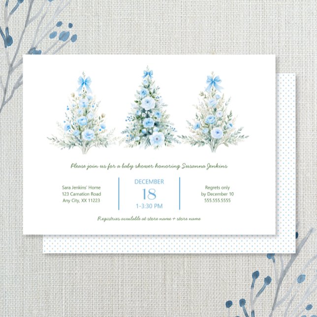 Blue Christmas Trees Boy Baby Shower Einladung (Von Creator hochgeladen)