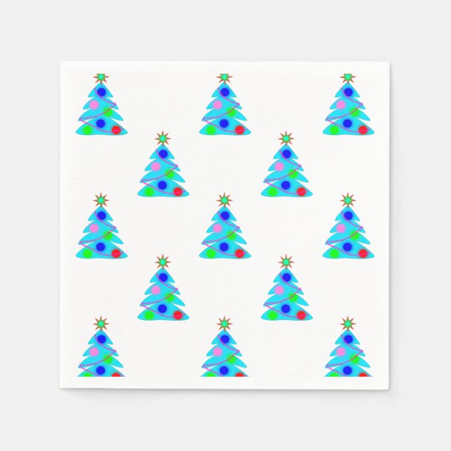 Blue Christmas Trees Holiday Party Serviette (Vorderseite)