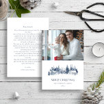 Blue Christmas Winter Annual Family Update Foto Feiertagskarte<br><div class="desc">Blue Christmas Winter Annual Family Update Holiday Card. Elegante Merry Christmas Annual Family Update in einem klassischen Stil mit monochromen Winterlandschaften in marineblauen Blau-Weiß-Farben. Stilvolles und elegantes Design. Ein Foto.</div>
