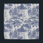 Blue Christmas Winter Wonderland Halstuch<br><div class="desc">Feiern Sie Weihnachten genau in diesem Jahr mit diesem herrlichen Bandana mit einem Toildesign mit einem schönen Weihnachtsbaum im Vordergrund, der von einem neugierigen Kind entdeckt wird. Ein tanzendes Paar, Bäume, der Schlitten des Weihnachtsmannes, Geschenke und ein Rentier schmücken den Boden. Im Hintergrund befindet sich eine gemütliche Winterhütte inmitten der...</div>