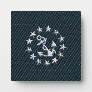 Blue Chrome like Yacht Flag Automotive Grille Fotoplatte