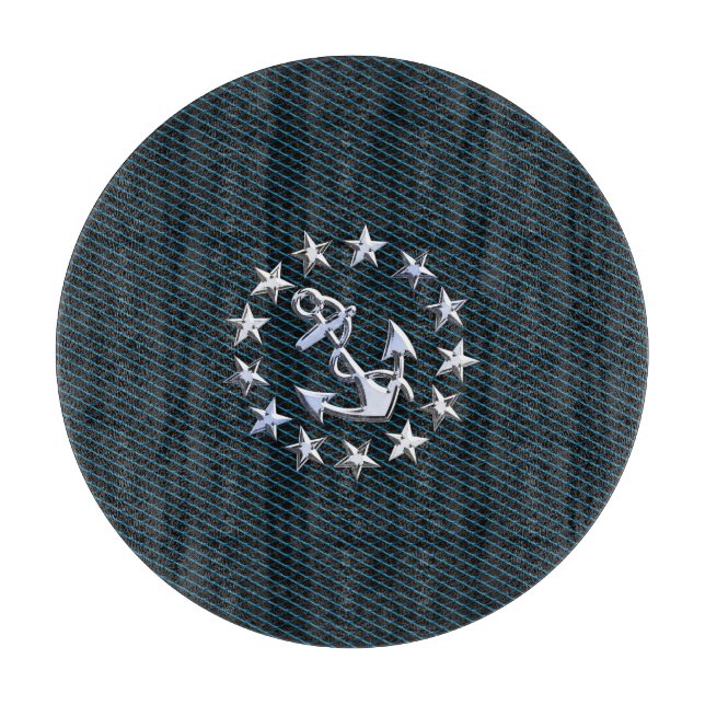 Blue Chrome like Yacht Flag Automotive Grille Schneidebrett (Vorderseite)