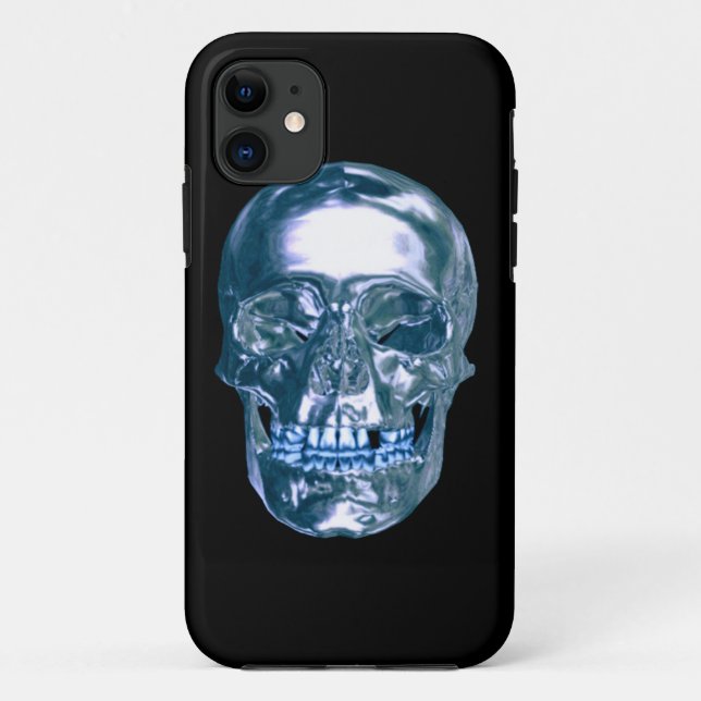Blue Chrome Skull iPhone 5G Coque (Dos)