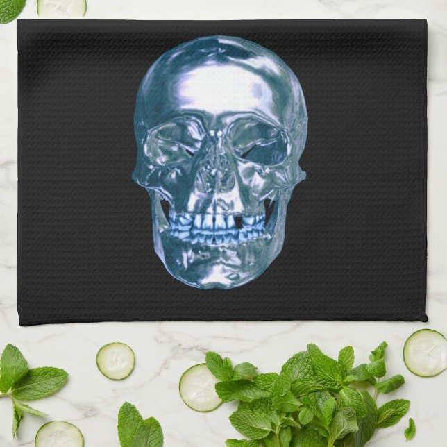 Blue Chrome Skull Kitchtuch Küchentuch (Gefaltet)