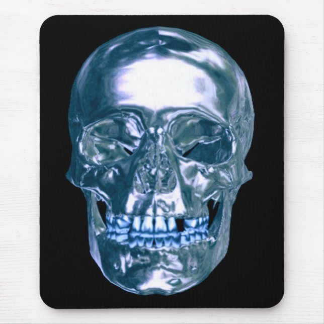 Blue Chrome Skull Mouse Pad Mousepad (Vorne)