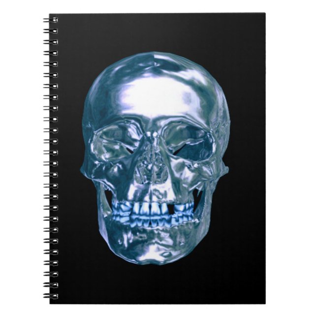 Blue Chrome Skull Spiral Notebook Notizblock (Vorderseite)