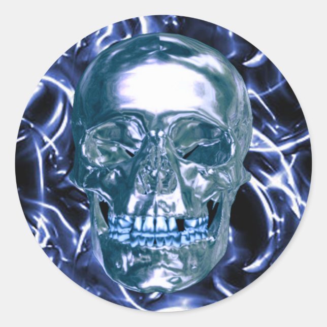 Blue Chrome Skull Stickers (Vorderseite)
