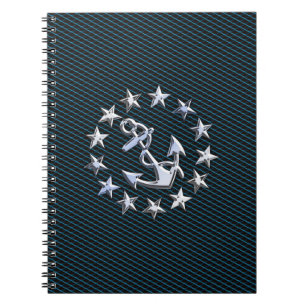 Blue Chrome Style Yacht Flag auf Grille Print Notizblock