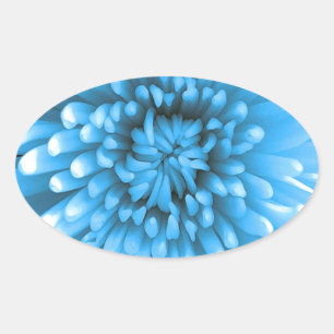 Blue Chrysanthemum Ovaler Aufkleber