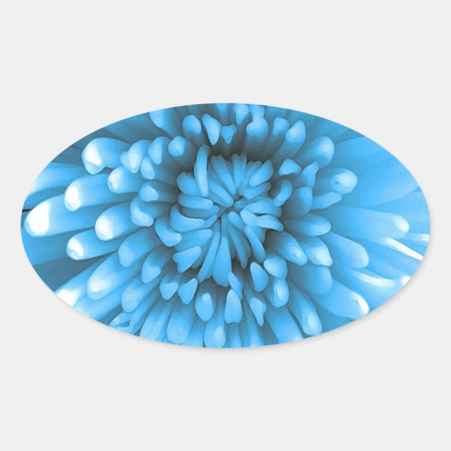Blue Chrysanthemum Ovaler Aufkleber (Vorderseite)
