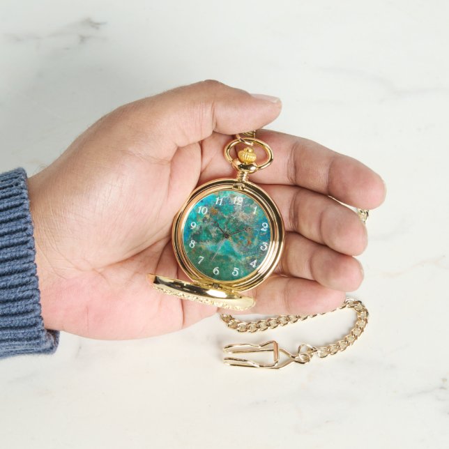 Blue Chrysocolla Mineral Stone Armbanduhr (Hand)