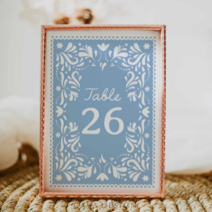 Blue Cielito Lindo Papel Picado Kinderdusche Tischnummer