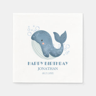 Blue Circle Bubble Niedlich Whale Kindergeburtstag Serviette