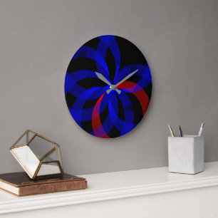 Blue Circle Red Accent Wall Clock Große Wanduhr
