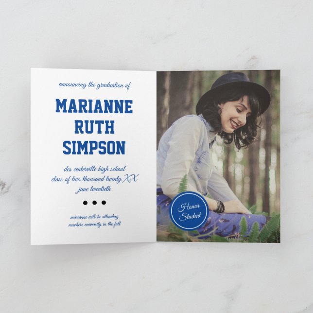 Blue Circles Foto Abschluss Einladung (Innenseite)