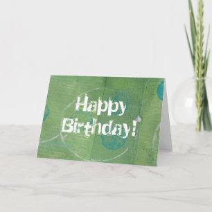 Blue Circles on Green, Happy Birthday! Karte