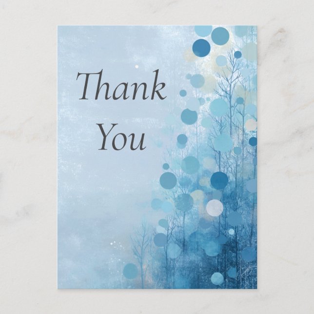 Blue Circles & Trees Danke-Card Postkarte (Vorderseite)