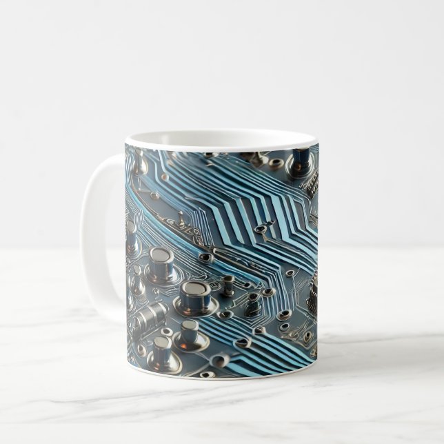 Blue Circuit Board Kaffeetasse (Vorderseite Links)