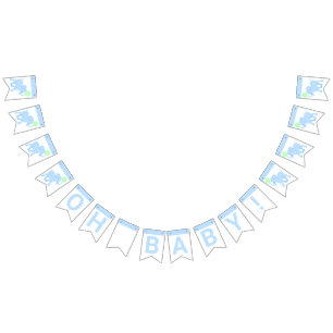 Blue Circus Niedlich Elephant Baby Dusche Oh Baby Wimpelkette
