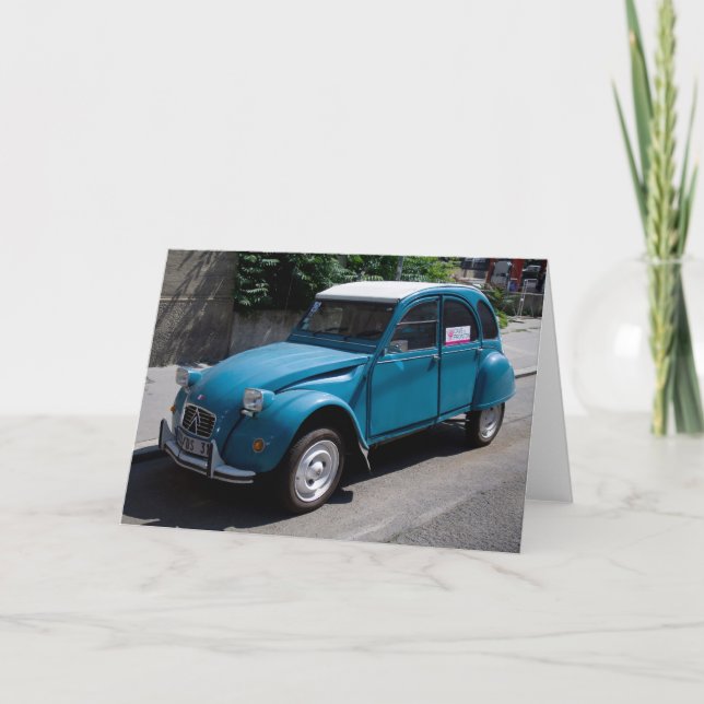 Blue Citroën 2CV Karte (Vorderseite)
