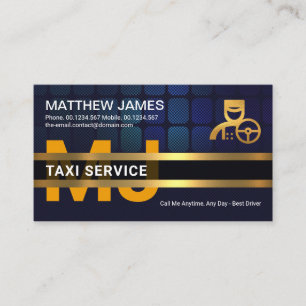 Blue City Block Gold Chauffeur Monogramm Visitenkarte