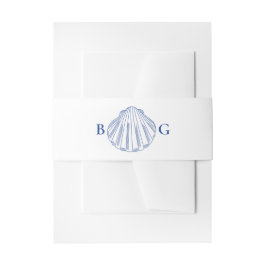 Blue Clam Seashells Coastal Seaside Beach Wedding Einladungsbanderole